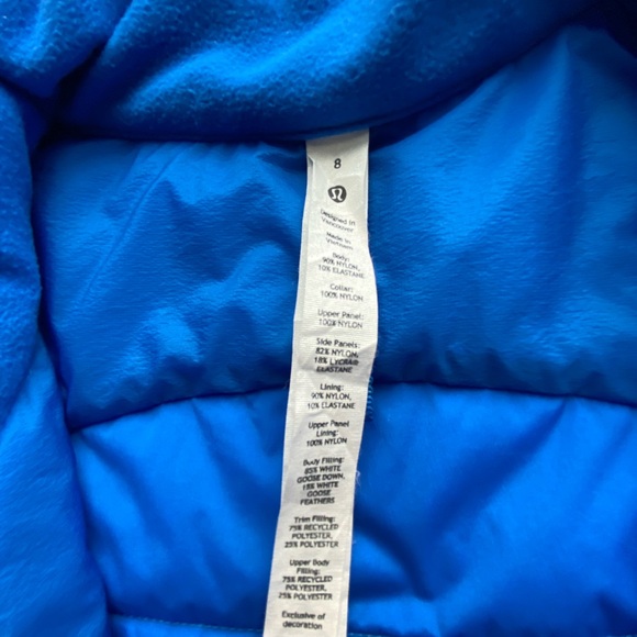 Lululemon Womens Pipe Dream Blue Down For It All Vest Running lightweight size 8 - Picture 3 of 9
